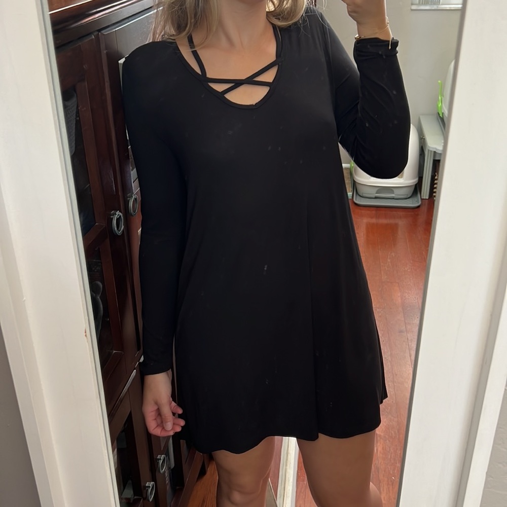 NWT Z Supply Black Mini Dress Long Sleeves Large
